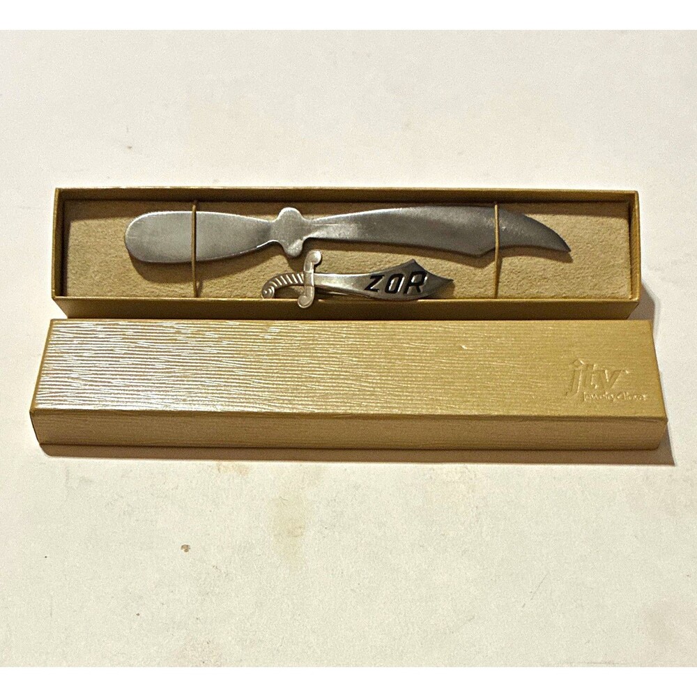 Vintage Zor Shriners Masonic Scimitar Letter Opener Pin Set Box Wisconsin